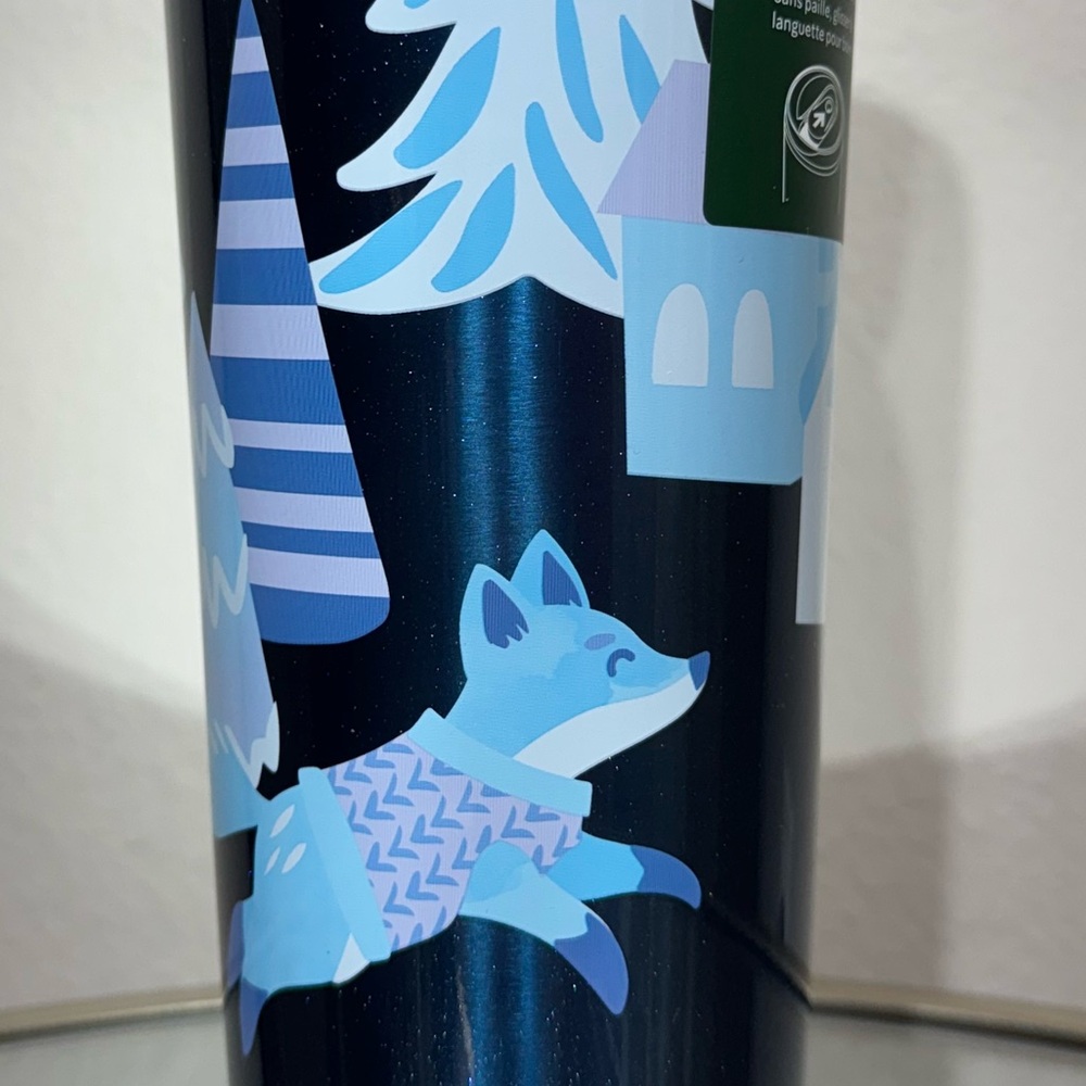 New Starbucks Blue Fox Straw Topper Stainless Steel Tumbler - Picture 2 of 5
